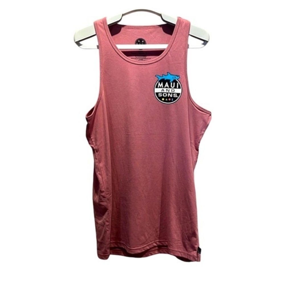 Maui and Sons Pink Men's Tank Top with Blue Logo